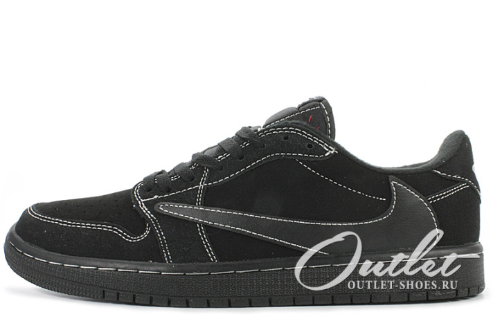 Кроссовки Nike Air Jordan 1 Low Winter Travis Scott Black Phantom  черные
