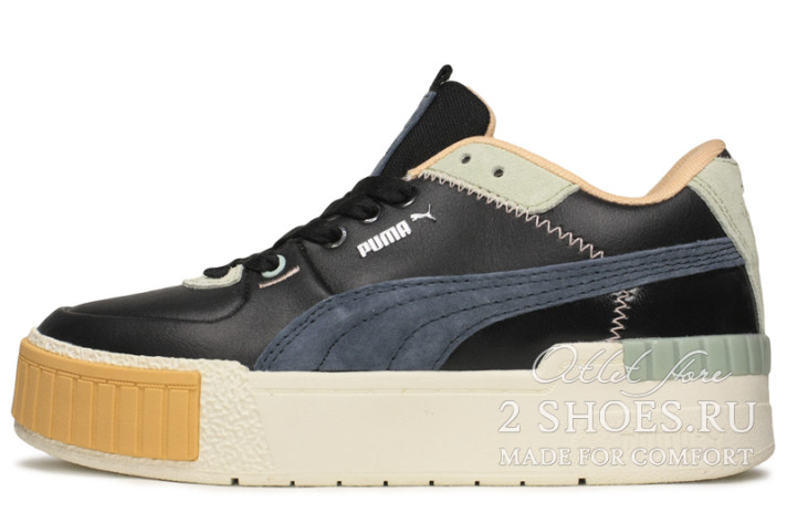 Кроссовки Puma Cali Sport Mix Black Peach 371202-01 черные, кожаные