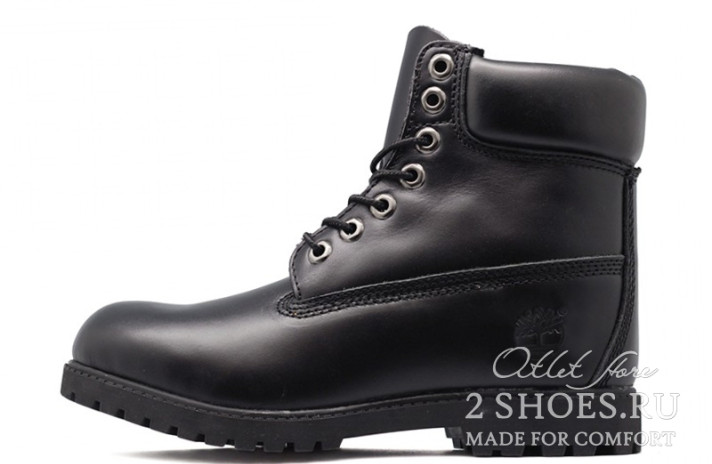 Ботинки Timberland 6-inch winter premium black bandit  черные, кожаные