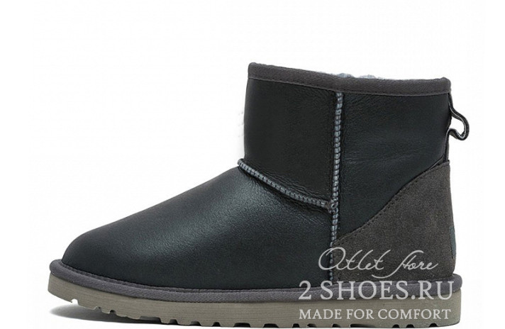 Ugg Australia Classic Mini Metallic Grey  серые, кожаные